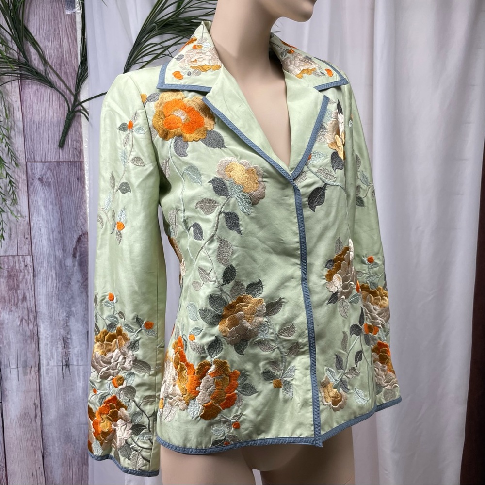 BIYA Floral Embroidered Jacket Blazer | 100% Silk